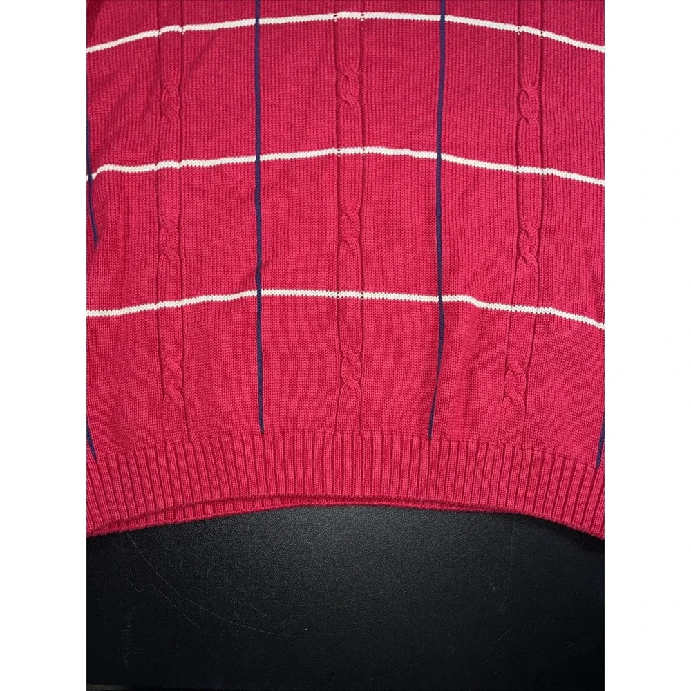 Bill Blass Red Striped Crew Neck Long Sleeve Knit Sweater Mens Large L - Picture 3 of 11